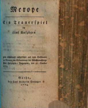 Merope : Ein Trauerspiel in fünf Aufzügen