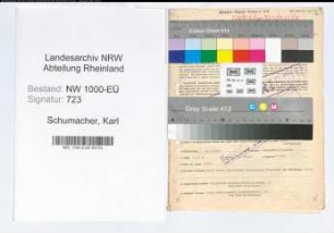 Entnazifizierung Karl Schumacher, geb. 06.02.1888 (Kaufm.Angest.)