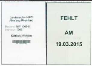 Entnazifizierung Wilhelm Kemkes , geb. 22.06.1922 (Verw.Angestellter)
