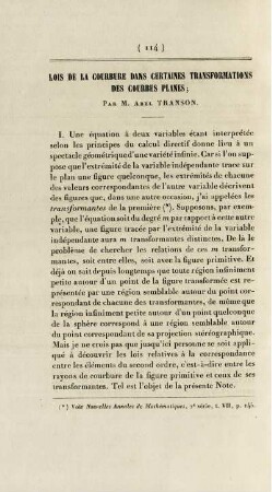 Lois de la courbure dans certaines transformations des courbes planes.