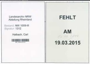 Entnazifizierung Carl Halbach , geb. 25.03.1904 (Kaufm.Leiter)
