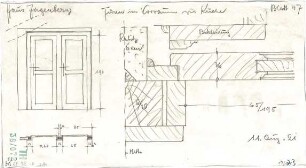 Fischer, Theodor; München, Arcisstr. 20; Haus Jagenberg - Türen im Küchenvorraum (Grundriss, Ansicht, Detail)