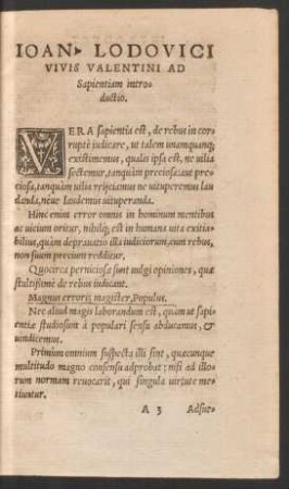 Ioan. Lodovici Vivis Valentini Ad Sapientiam introductio.