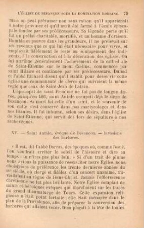 XV. - Saint Antide, évêque de Besancon. - Invasions des barbares