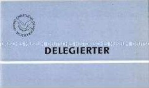 Delegiertenausweis zum 12. Parteitag der Christlich-Demokratischen Union Deutschlands (blanko)
