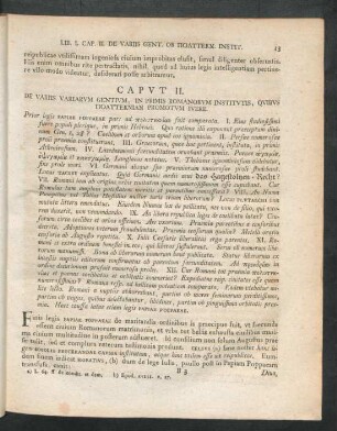 Caput II. De Variis Variarum Gentium, In Primis Romanorum Institutis, ...