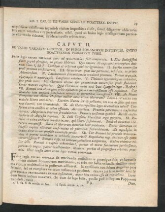 Caput II. De Variis Variarum Gentium, In Primis Romanorum Institutis, ...