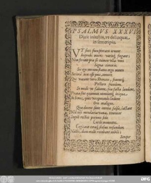 Psalmus XXXVI. Dixit iniustus, ut delinquat in semetipso.