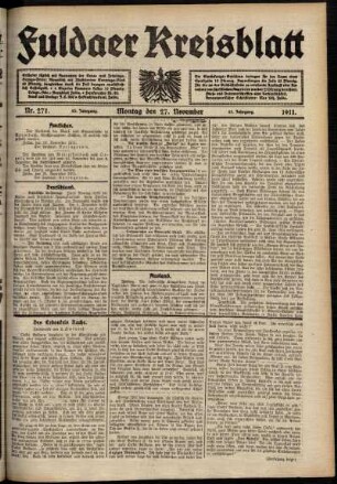 Ausgabe vom Montag, den 27. November 1911.