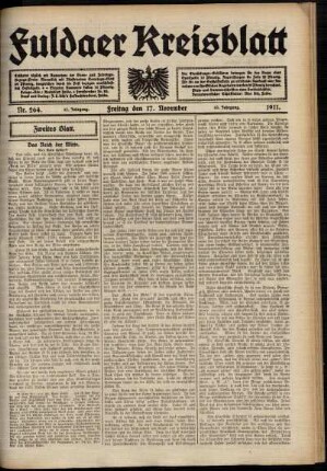 Zweite Ausgabe vom Freitag, den 17. November 1911.