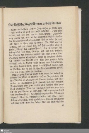 Der klassische Regenschirm u. andere Antiken
