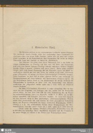 I. Historischer Theil