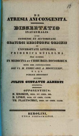 De atresia ani congenita : Diss. inaug.