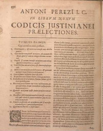 ... In Librvm Nonvm Codicis Justinianei Praelectiones.