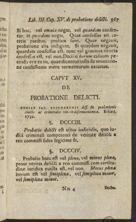 567-584, Caput XV. De probatione delicti. - Caput XVIII. De probatione.