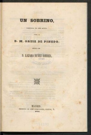 Un sobrino : zarzuela en dos actos