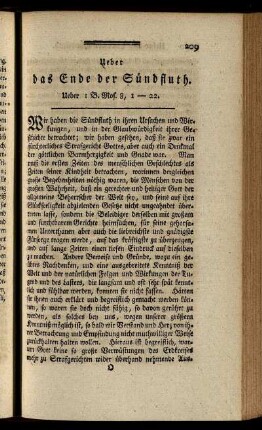 Ueber das Ende der Sündfluth.