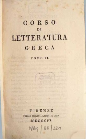 Corso di letteratura greca, 2