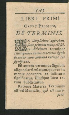 Caput Primum. De Terminis.