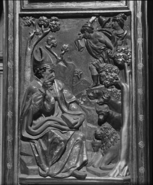 Nebenaltar, Detail: Heiliger Blasius segnet oder heilt wilde Tieren