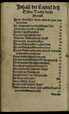 Inhalt der Capitel [...]