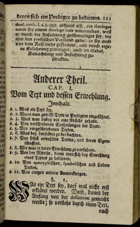 Cap. I. Vom Text und dessen Erwehlung
