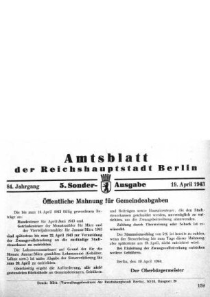 5. Sonderausgabe, 13. April 1943