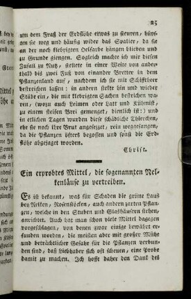 Ein erprobtes Mittel, die sogenannten Nelkenläuse zu vertreiben.