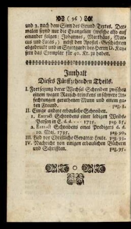 Innhalt Dieses Fünffzehenden Theils