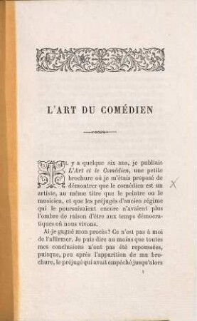 L'art du comédien