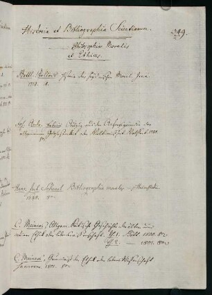 349, 20. Historia et bibliographia: Philosophiae moralis et ethices