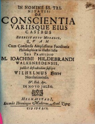 De conscientia variisque eius casibus exerc. mor.