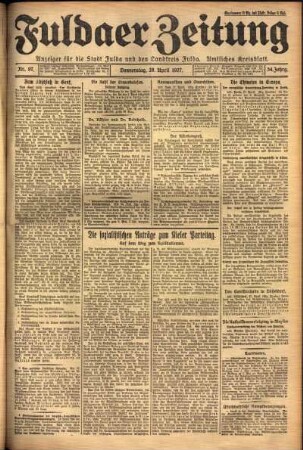 Erste Ausgabe vom Donnerstag, den 28. April 1927.