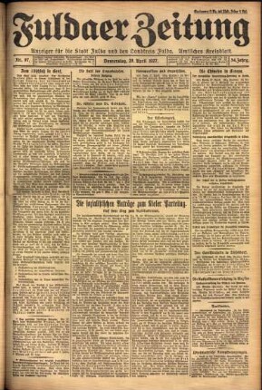 Erste Ausgabe vom Donnerstag, den 28. April 1927.