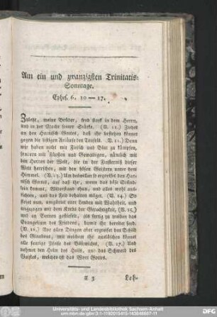 Am ein und zwanzigsten Trinitatis-Sonntage. Ephes. 6, 10-17.
