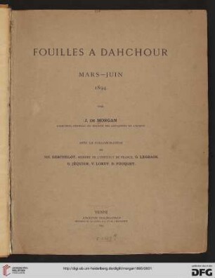 Fouilles a Dahchour : Mars - Juin 1894