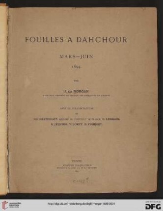 Fouilles a Dahchour : Mars - Juin 1894