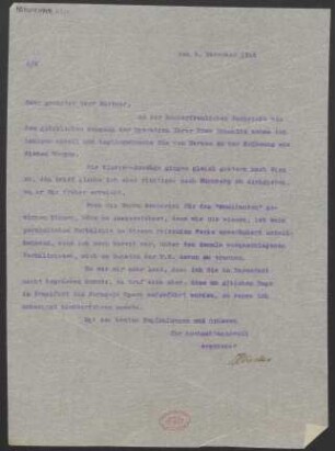 Brief an Ludwig Strecker  : 11.11.1916