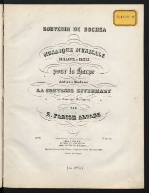 Souvenir De Bochsa : Mosaique Musicale : Brillante et Facile : pour la Harpe