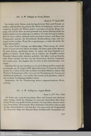 August Wilhelm von Schlegel an August Böckh, Bonn, 22.11.1835