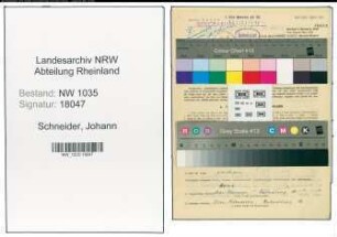 Entnazifizierung Johann Schneider , geb. 20.05.1914 (Kaufmaennischer Angestellter)