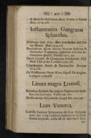 Inflammatio. Gangræna Sphacelus.