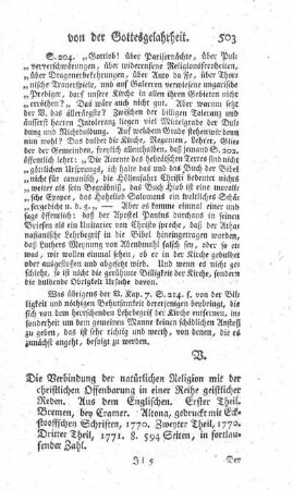 Die Verbindung der natürlichen Religion mit der christlichen Offenbarung in einer Reihe geistlicher Reden. T.1-3.