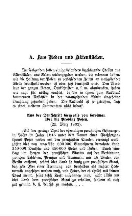 A. Aus Reden und Aktenstücken.