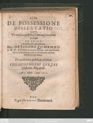 De Possessione Dissertatio