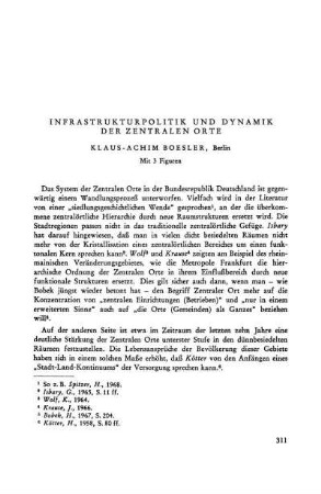 Infrastrukturpolitik und Dynamik der zentralen Orte