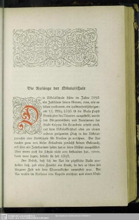 Die Anfänge der Nikolaischule