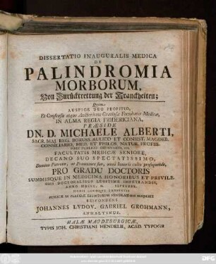 Dissertatio Inauguralis Medica De Palindromia Morborum,