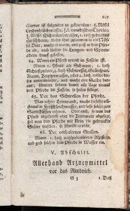 V. Abschnitt. Allerhand Arzneymittel vor das Rindvieh.