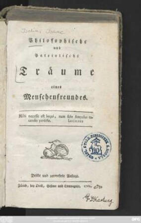 Philosophische und Patriotische Träume eines Menschenfreundes